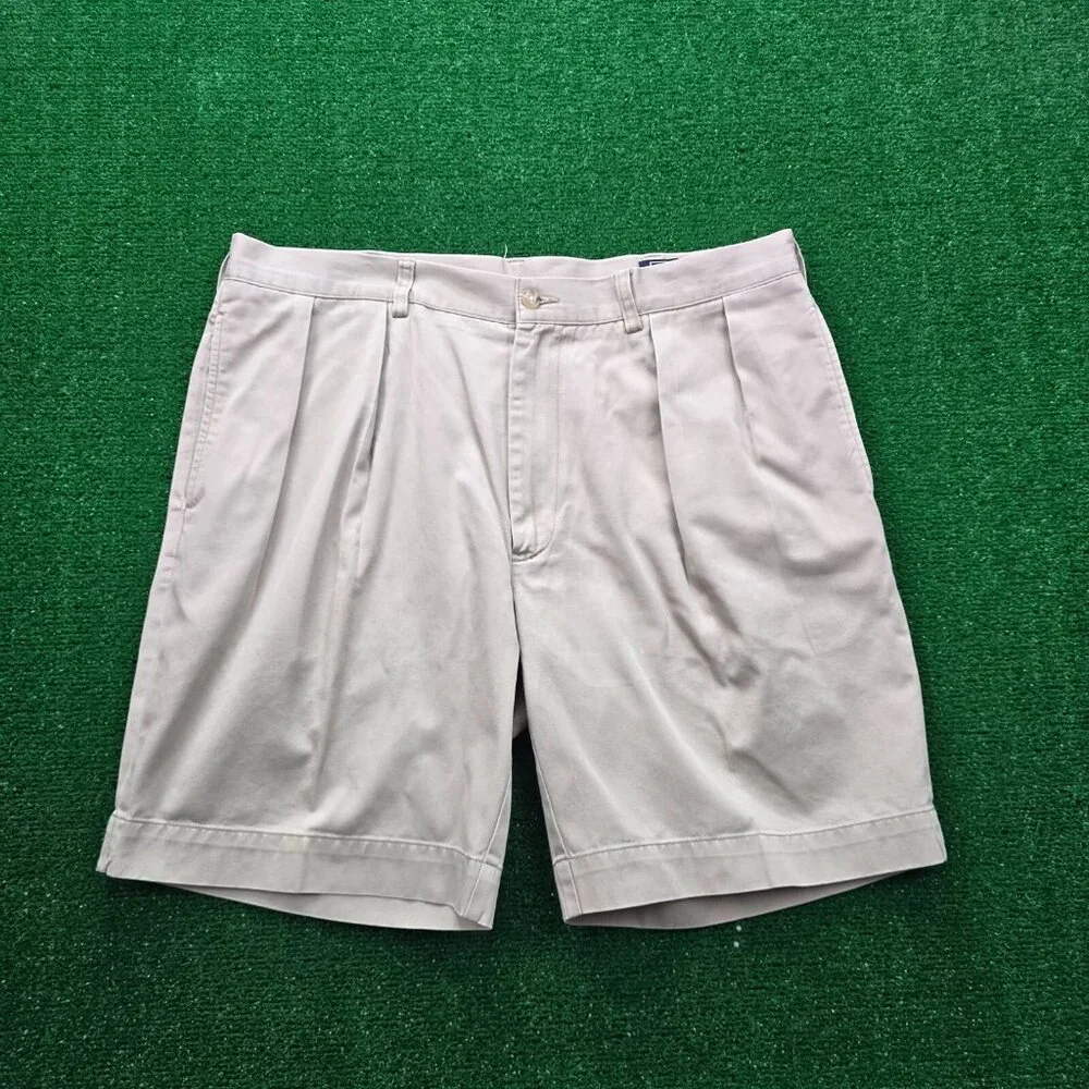 Polo Ralph Lauren Shorts Mens 36 Beige Chino Pleated Classic‎ Fit Golf Preppy